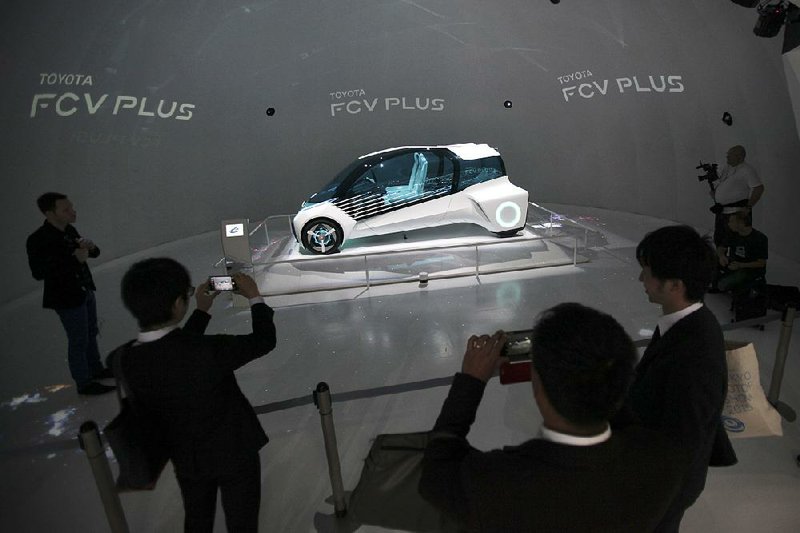 Toyota Motor Corp.’s FCV Plus hydrogen-powered concept car is displayed last month at the Tokyo Motor Show.