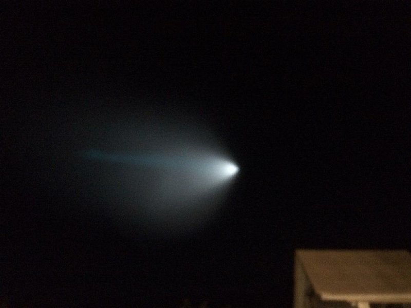 A light from an unarmed Navy missile is seen over Thousand Oaks, Calif., on Saturday.