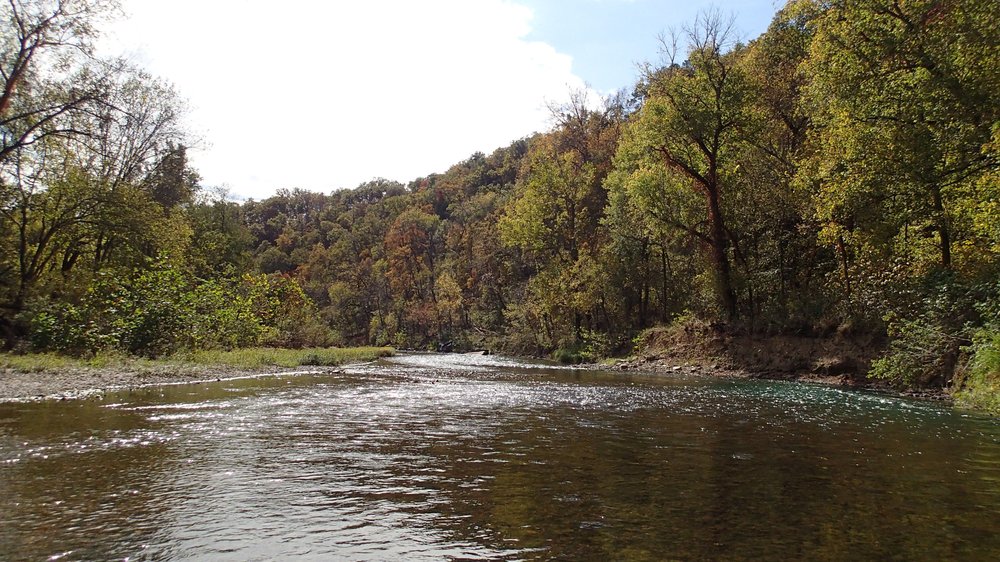 Floating, fall foliage unfold on Missouri's Bryant Creek