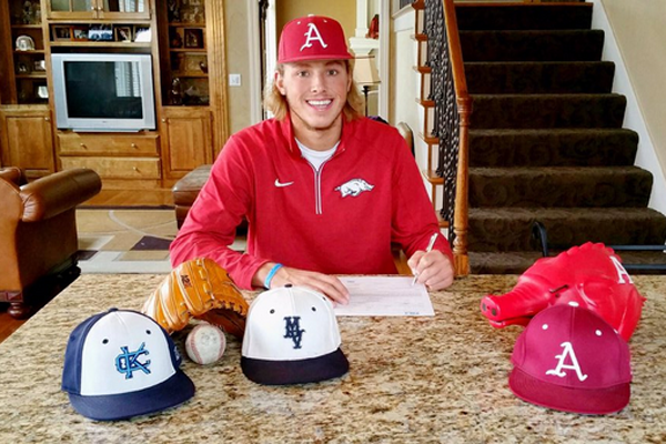 Lucas Krull, a left-handed pitcher from Kansas, signed with Arkansas during the early signing period.