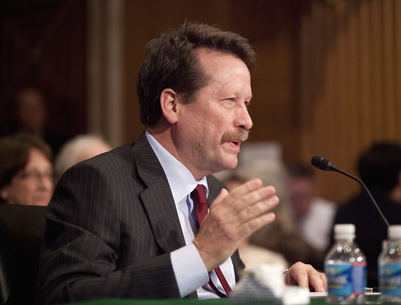 Dr. Robert Califf, President Barack Obama's nominee to lead the Food and Drug Administration (FDA), testifies on Capitol Hill in Washington, Tuesday, Nov. 17, 2015, before the Senate Health, Education, Labor and Pensions Committee hearing on his nomination.