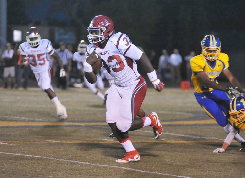 McTelvin Agim (33) has proven to be an effective defensive end for the Hope Bobcats. Coach Jay Turley said Agim will be available on offense this week against Pulaski Academy if needed. 