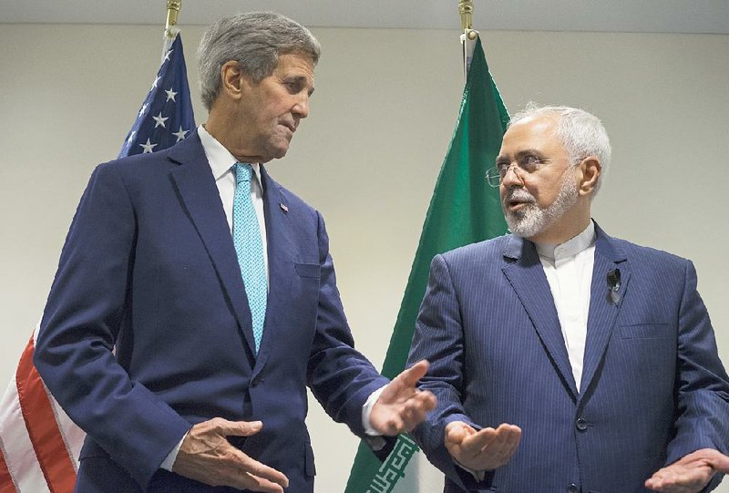 U.S. Secretary of State John Kerry meets with Iranian Foreign Minister Mohammad Javad Zarif in September at U.N. headquarters where the two discussed an agreement on Iran’s nuclear work. 