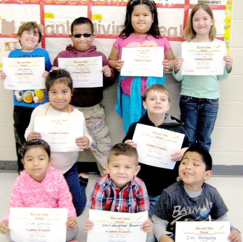 Photo submitted Students at Noel Elementary School named to receive Academic Accolades for the week of Nov. 9 are: front row from left, kindergarten &#8212; Jaslene Gutierrez, Christopher Ramirez, Isai Gonzalez; middle row from left, first grade &#8212; Lynell Saimon-Igisomar, William Ellison, Alyxis Melendez (absent); and, back row from left, second grade &#8212; Nicolas Kesterson, Jermaine Johnny, Miriam Rubi, Madalyn Phillips.