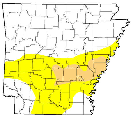 The latest U.S. Drought Monitor, which tracked conditions through Tuesday, finds that 37 percent of Arkansas is abnormally dry, while 7 percent is experiencing moderate drought conditions. 