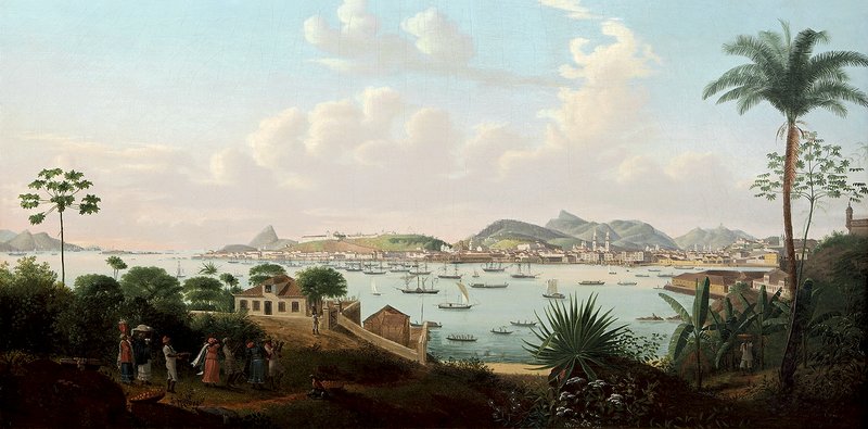 Baia de Guanabara Vista da Ilha das Cobras by Felix-Emile Taunay is part of the “Picturing the Americas” exhibit at Crystal Bridges Museum of American Art in Bentonville. The exhibit features 100 landscape paintings from iconic artists across North and South America.