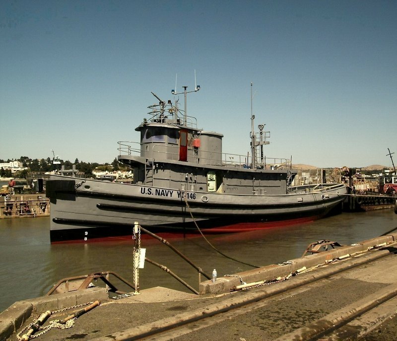 The tugboat Hoga sits Aug. 28 at Mare Island Shipyard in California.