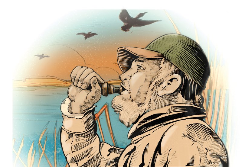 Arkansas Democrat-Gazette duck hunter illustration.