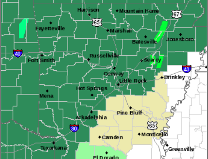 Up to seven inches of rain could fall in parts of Arkansas over the Thanksgiving weekend, and the National Weather Service has issued a flash flood watch for much of the state. 