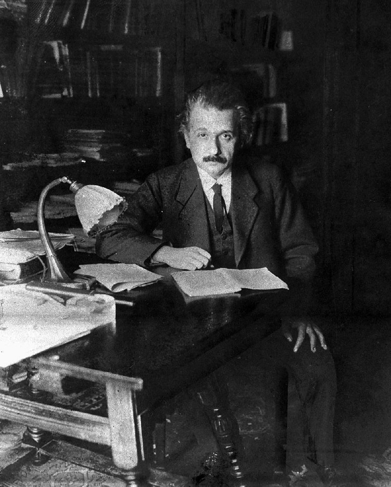 Albert Einstein is shown in his study in Berlin in 1919.