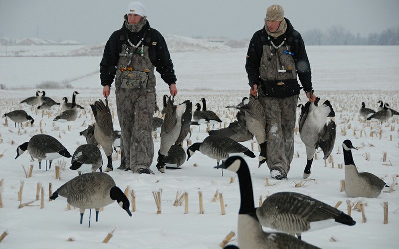 A goose flag is just one of many types of decoys hunters can use to draw wary Canada geese within shooting range.