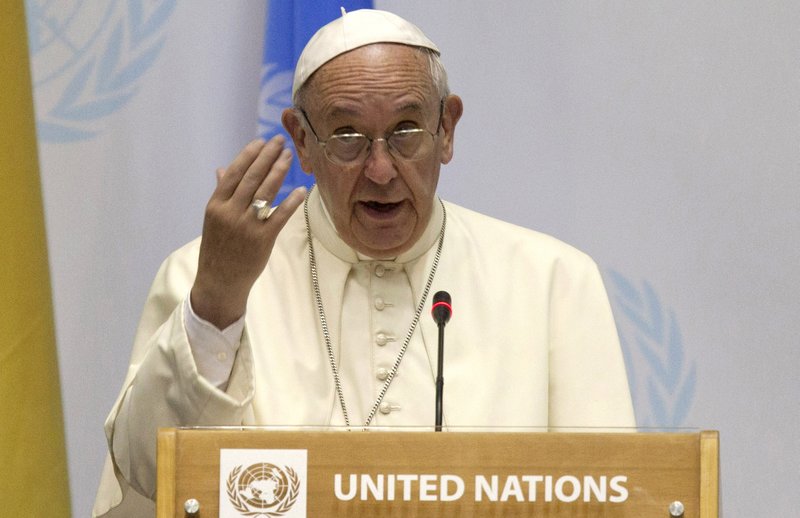 Pope Francis speaks Thursday at the United Nations regional office in Nairobi, Kenya.