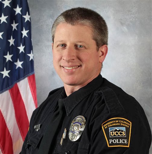 This photo provided by the University of Colorado at Colorado Springs shows officer Garrett Swasey, who was killed in a shooting at a Planned Parenthood clinic in Colorado Springs, Colo., Friday, Nov. 27, 2015. 