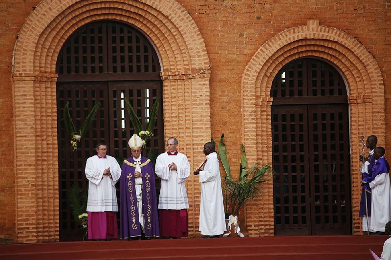 Pope Francis arrives Sunday at Notre Dame Cathedral in Bangui, Central African Republic.