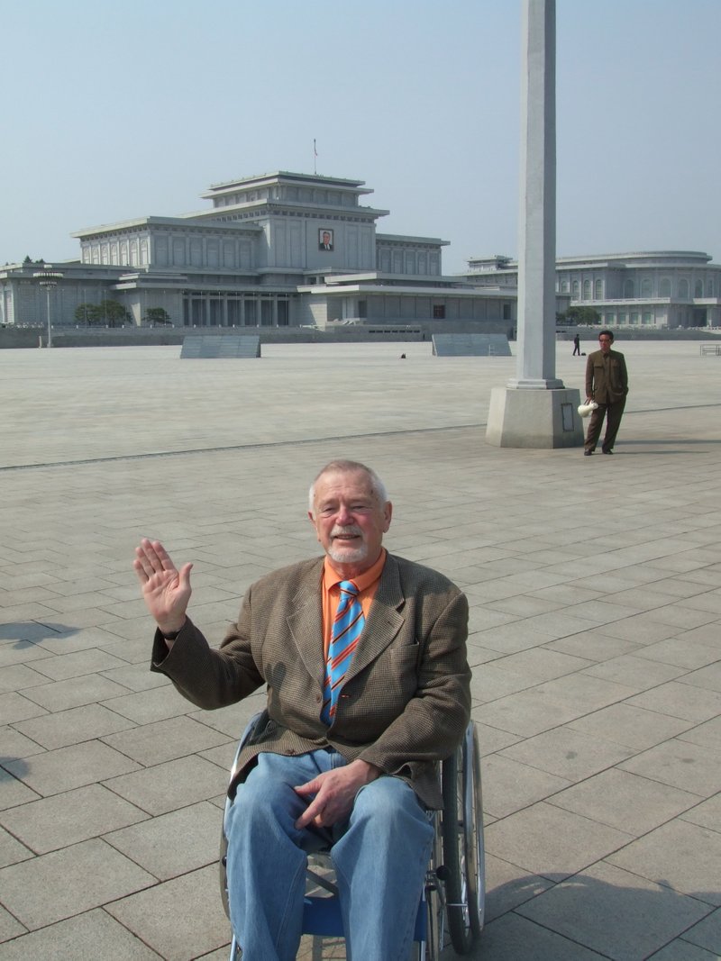 Fred Poe at the Kim Il Sung mausoleum in Pyongyang, North Korea. 