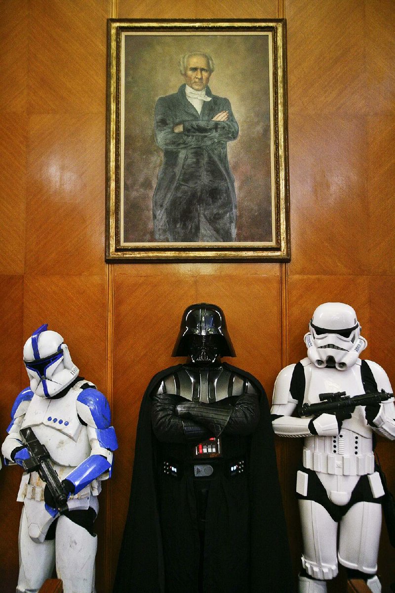 Star War's villain Darth Vader is shown in this photo.  