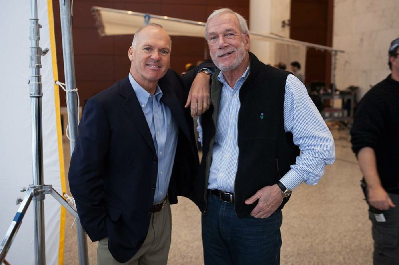 Michael Keaton (left) and the man he plays in Spotlight, Boston Globe investigative reporter and editor Walter V. Robinson.