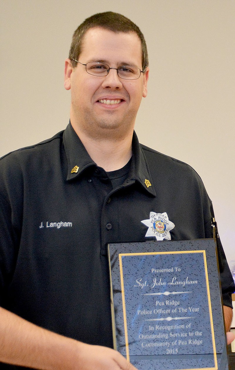 Sgt. John Langham, school resource officer, was selected Officer of the Year for the Pea Ridge Police Department. Chief Ryan Walker said this is the first time in the history of the department an officer has been selected as officer of the year.