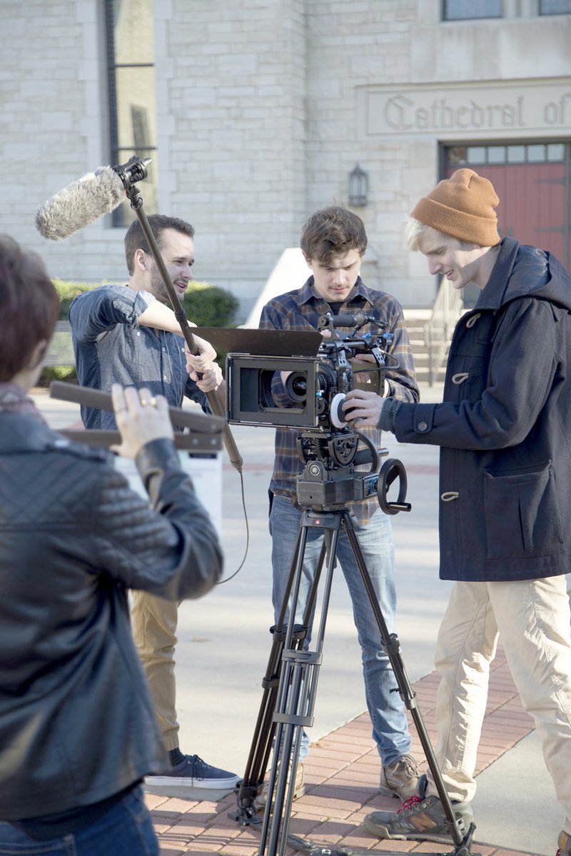 Photo submitted A crew of JBU cinema students at worked on &#8220;Save the Phoenix&#8221; on the campus of JBU.