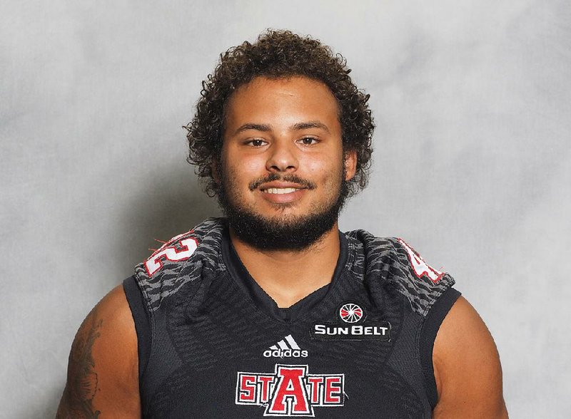 Arkansas State senior defensive end Chris Stone is shown in this photo. 