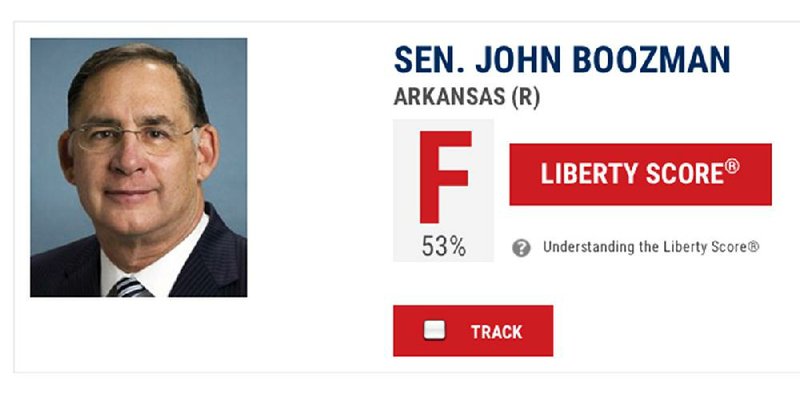The Conservative Review has given Sen. John Boozman an “F” rating on its congressional scorecard