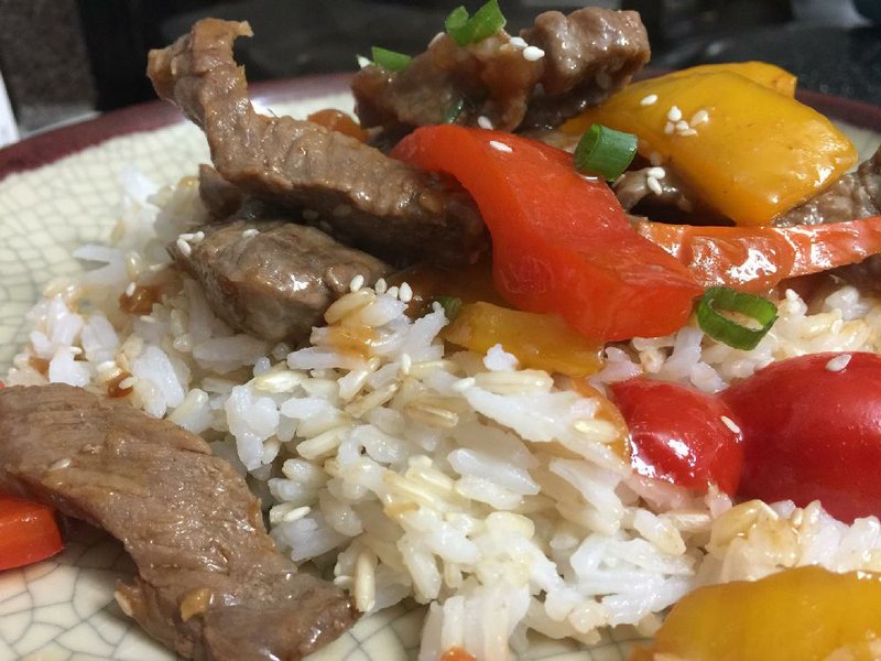 Beef and Vegetable Stir-fry over rice