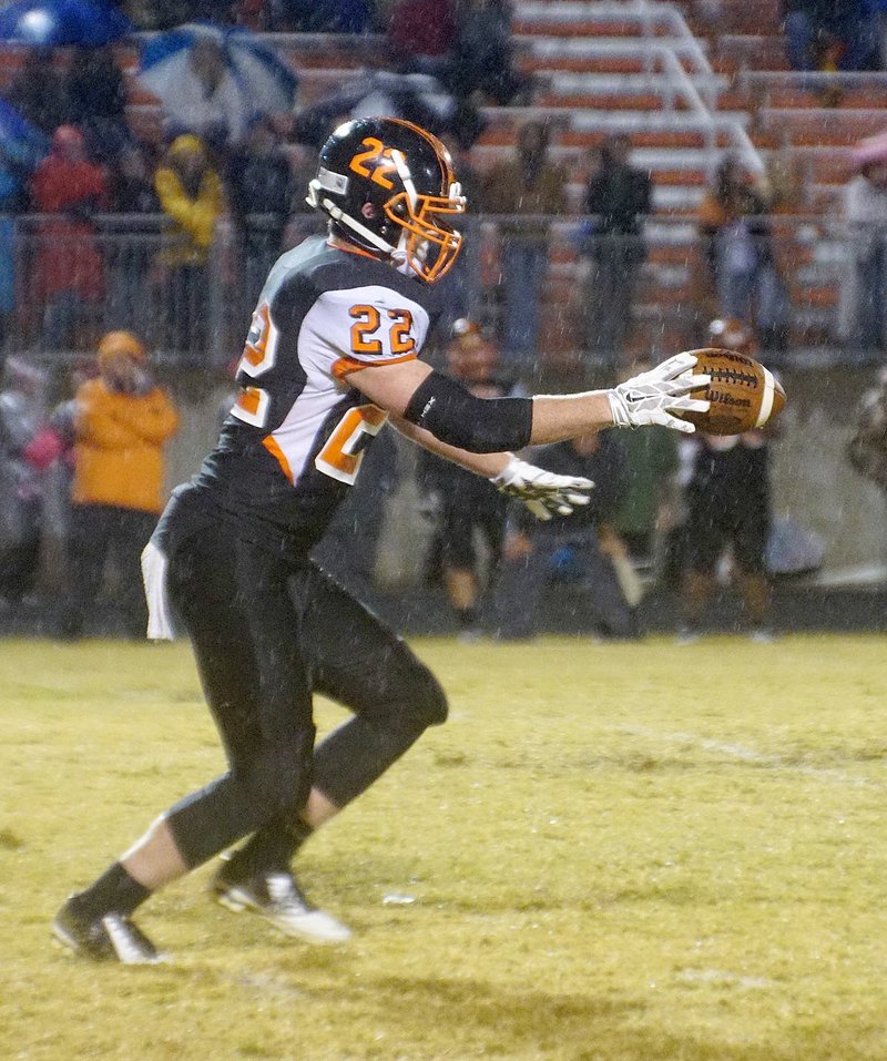 Photo by Randy Moll Gravette senior, Jackson Soule&#8217;, gets ready to punt one away during play against Shiloh Christian on Friday (Oct. 30, 2015) in Gravette.