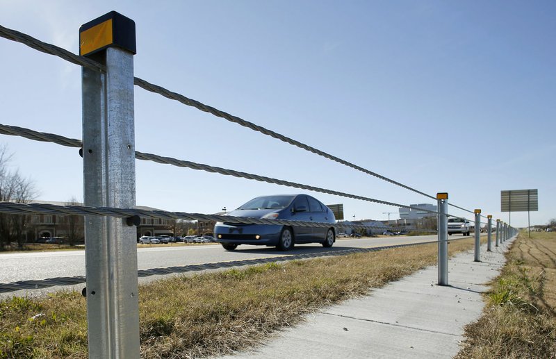 This barrier stands between east and west bound lanes on the Fulbright Expressway in Fayetteville.