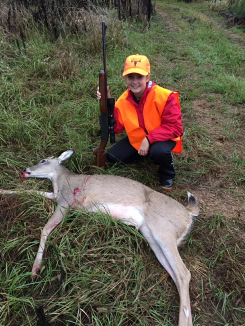 Caleigh Martin, 12, is shown with her first deer. Caleigh, the daughter of David and Crystal Martin, killed the deer in Calhoun County on the opening day of the early youth hunt.