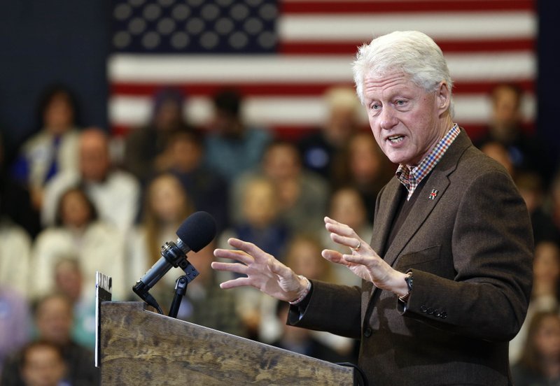 Former President Bill Clinton speaks during a campaign stop for his wife, Democratic presidential candidate Hillary Clinton, Monday, Jan. 4, 2016, in Nashua, N.H. (AP Photo/Jim Cole)
