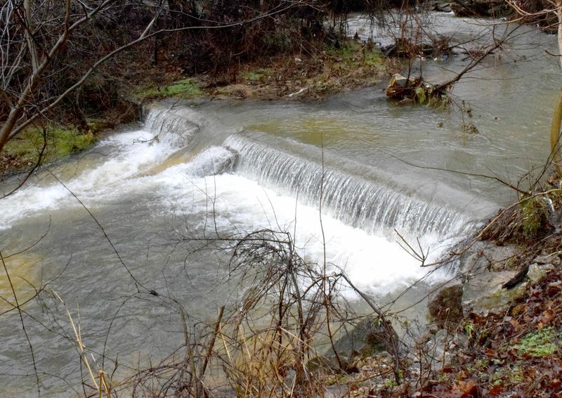 Photo by Mike Eckels The falls on the Decatur branch of the Columbia Hollow Creek across from Decatur City Park overflow Dec. 28 from nearly 10-plus inches of rain in a three-day period from Winter Storm Goliath.