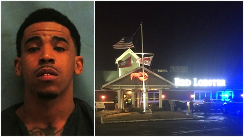 LEFT: Kenneth Lavell Nelson, 25, of Little Rock; RIGHT: Little Rock police investigate Saturday, Jan. 9, 2016, after an officer-involved shooting at Red Lobster, 8407 W. Markham St.