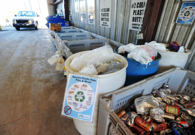 The Boston Mountain Solid Waste District facility now accepts plastic wrap and grocery bags for recycling at select drop-off centers in Washington County. Accepted items include plastic grocery and newspaper bags, food storage baggies, shrink wrap, paper towel or tissue packaging wrap, and beverage case packaging. Plastic wrap will not be accepted in local curbside recycling programs.