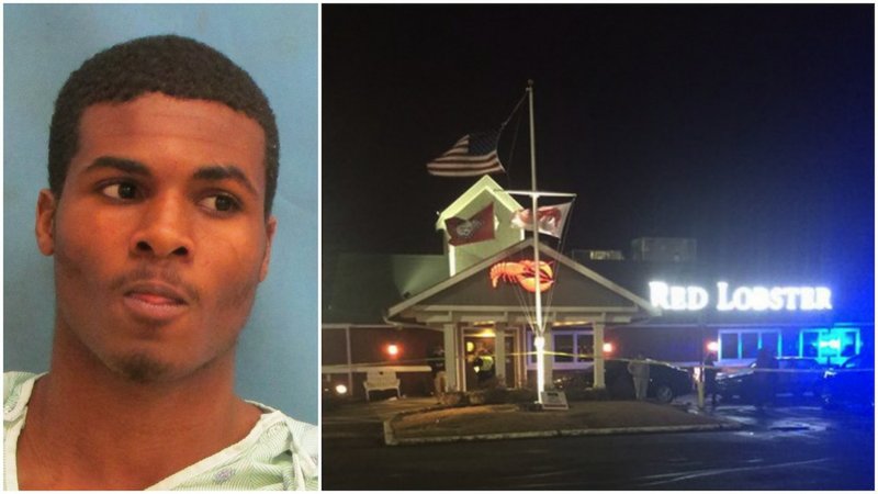FILE - LEFT: Joshua Williams of Cabot; RIGHT: Little Rock police investigate Saturday, Jan. 9, 2016, after an officer-involved shooting at Red Lobster, 8407 W. Markham St.