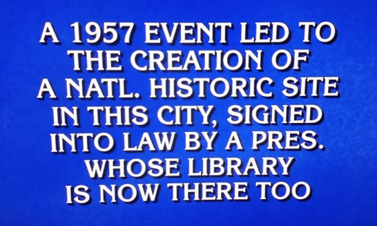 Screenshot of a Jeopardy! clue about Little Rock that stumped all three players in Monday's episode.