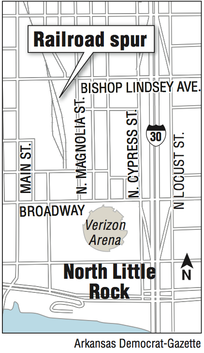 A map showing the location of North Little Rock railroad spur.