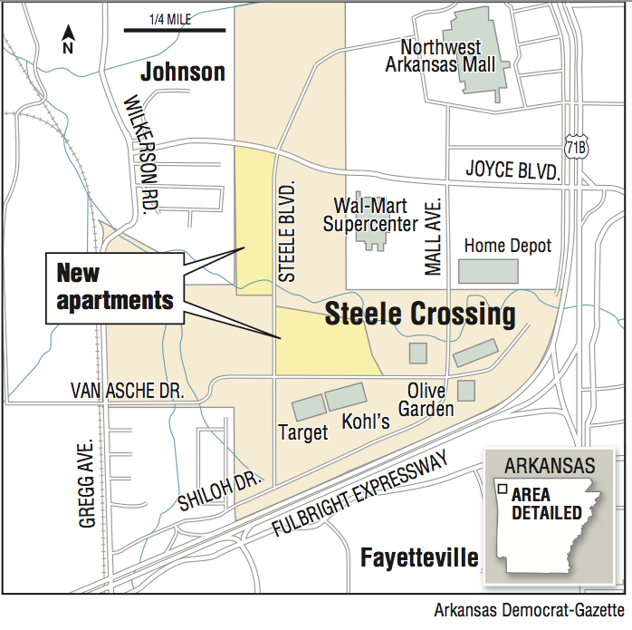 A map showing the location of Steele Crossing.