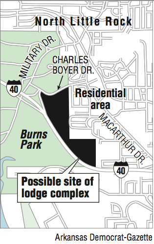 Map showing the Possible site of of a North Little Rock lodge complex.