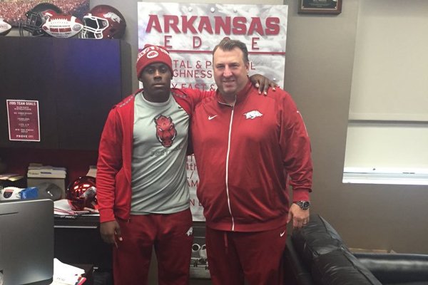 New Orleans St. Augustine High linebacker Giovanni LaFrance committed to Arkansas Saturday, Jan. 23, 2016, during his official visit.