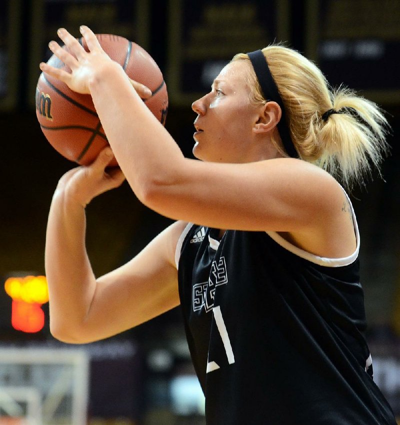 Arkansas State senior Jessica Flanery made 6 of 9 three-pointers and scored a career-high 24 points to lead Arkansas State to a 74-59 victory over Texas State on Saturday.