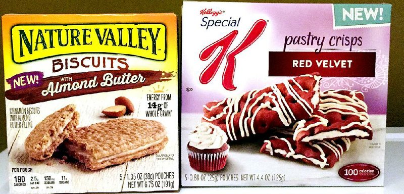 Special K Pastry Crisps, Red Velvet and Nature Valley Biscuits with Almond Butter or Peanut Butter. 