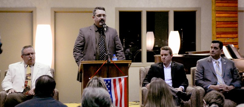 Benton County Sheriff candidates, from left, Cpl. Timothy Filbeck, Sheriff Kelley Cradduck, Maj. Shawn Holloway and Lt. Paul Pillaro.