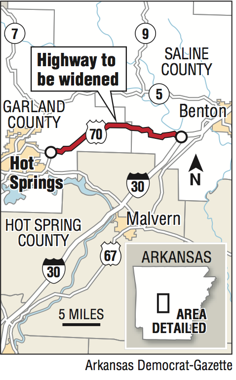 Map showing where U.S. 70 highway will be widened. 