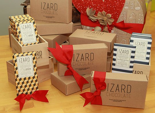 The Sentinel-Record/Richard Rasmussen DELICIOUS DISPLAY: Izard Chocolate Company products are on display at the Savory Pantry in anticipation of the chocolate tasting event on Feb. 6.