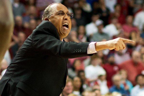 Texas Tech head coach Tubby Smith directs his players in the second half of an NCAA college basketball game against Arkansas in Fayetteville, Ark., Saturday, Jan. 30, 2016. Arkansas won 75-68. (AP Photo/Sarah Bentham)