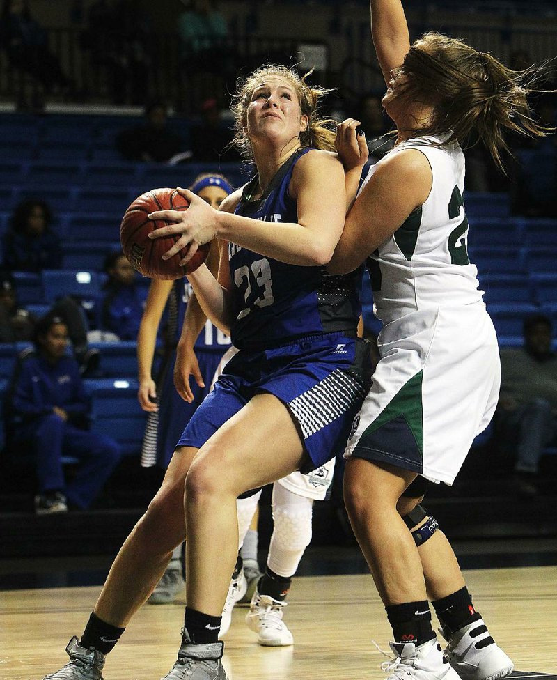 Jessieville’s Kellie Lampo, a 6-1 junior, thrives on contact and averages 23 points and 12 rebounds per game. But she has other bskills as well, such as shooting 71 percent from the free-throw line. 