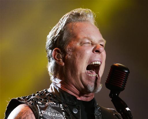 In this Sept. 20, 2015 file photo, James Hetfield of Metallica performs at the Rock in Rio music festival in Rio de Janeiro, Brazil.