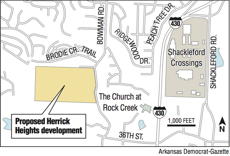 A map showing the location of the proposed Herrick Heights development.