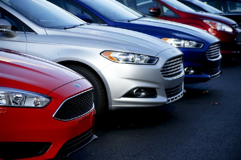 A row of Ford Fusions is shown on the lot at Butler County Ford in Butler, Pa., last year.