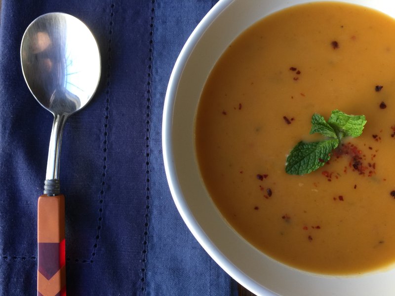 Butternut Squash Soup With Red Chile and Mint
